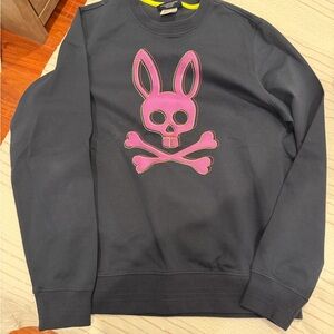 Psycho Bunny Black Crewneck with Pink Bunny Design